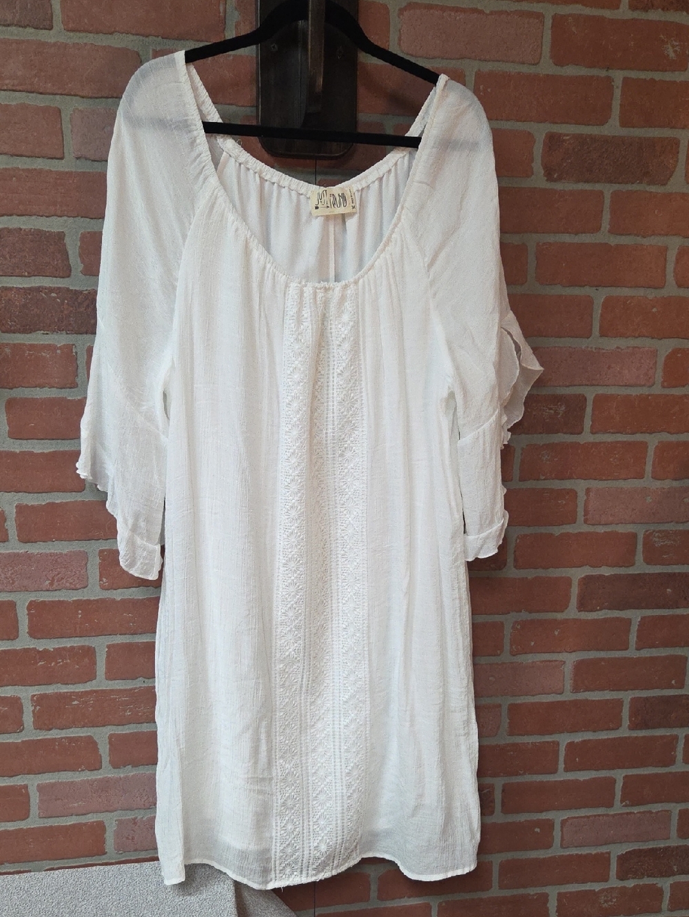 Women’s White Boho Peasant Dress 3x